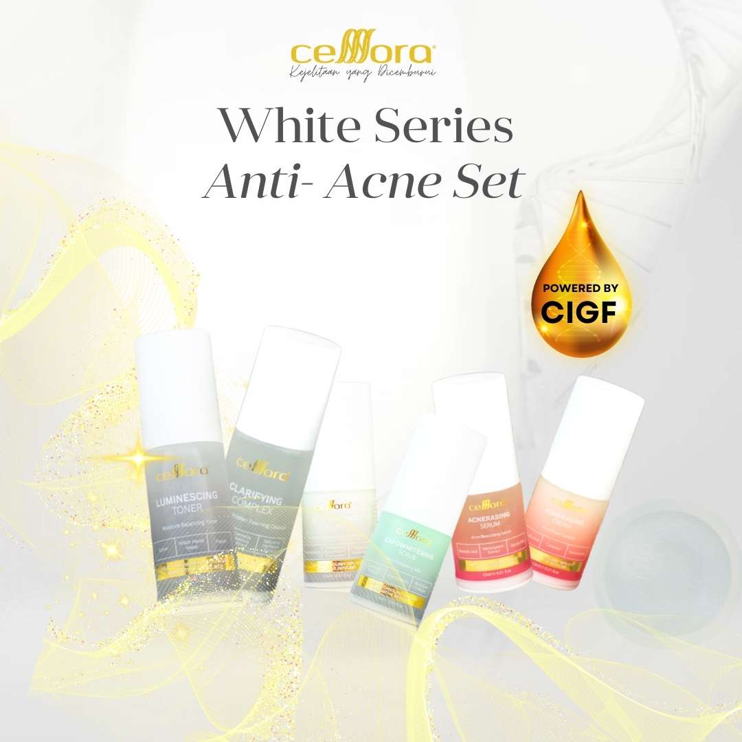 Set Kulit Berminyak, Kombinasi, Jerawat, Blackheads & Whiteheads: Anti-Acne Set Celllora | Teknologi Stem Cell CIGF
